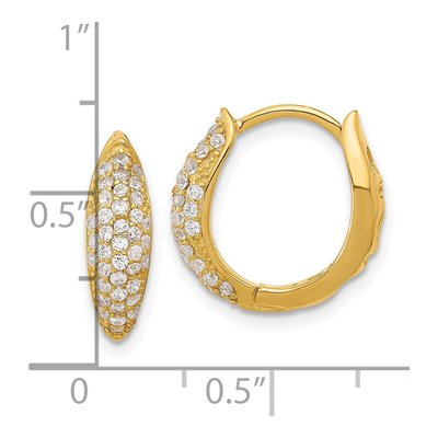 Gold-Plated Sterling Silver 15mm CZ Pave Huggie Hoop Earrings – view 5