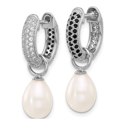 Sterling Silver Black & White Pearl Interchangeable Earrings – view 2