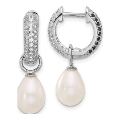 Sterling Silver Black & White Pearl Interchangeable Earrings – view 5