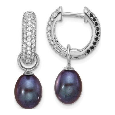 Sterling Silver Black & White Pearl Interchangeable Earrings – view 6