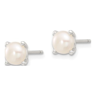 Sterling Silver 6mm Semi-round Freshwater Cultured Pearl Stud Earrings – view 2