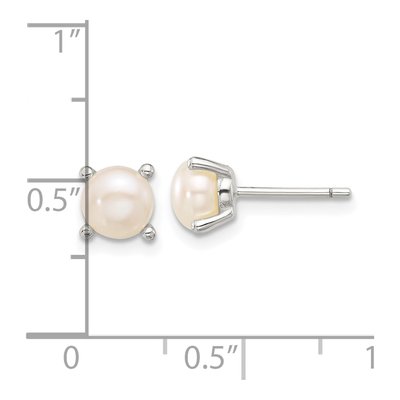 Sterling Silver 6mm Semi-round Freshwater Cultured Pearl Stud Earrings – view 4