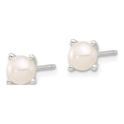 Sterling Silver 5mm Semi-round Freshwater Cultured Pearl Stud Earrings – view 2
