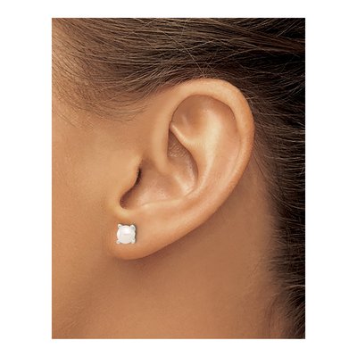 Sterling Silver 5mm Semi-round Freshwater Cultured Pearl Stud Earrings – view 3
