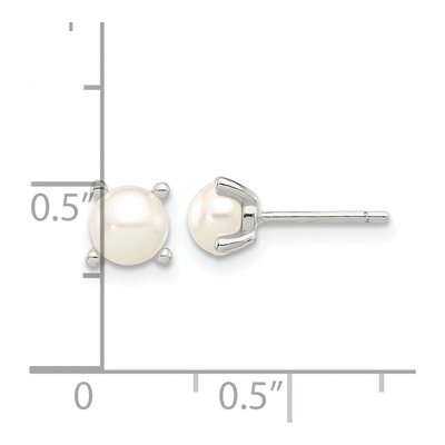 Sterling Silver 5mm Semi-round Freshwater Cultured Pearl Stud Earrings – view 4
