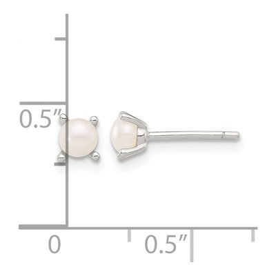 Sterling Silver 4mm Semi-round Freshwater Cultured Pearl Stud Earrings – view 4