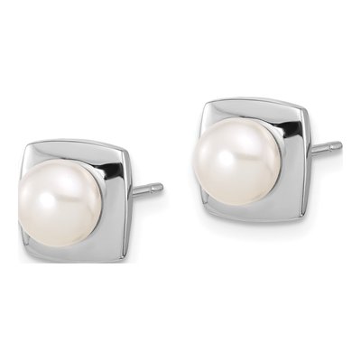 Sterling Silver Freshwater Cultured Pearl Button Stud Earrings – view 2