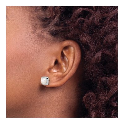 Sterling Silver Freshwater Cultured Pearl Button Stud Earrings – view 3