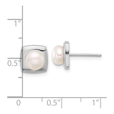 Sterling Silver Freshwater Cultured Pearl Button Stud Earrings – view 4