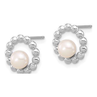 Sterling Silver Freshwater Cultured Pearl Button Stud Earrings – view 2