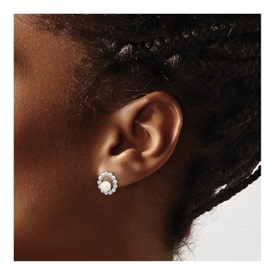 Sterling Silver Freshwater Cultured Pearl Button Stud Earrings – view 3