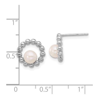 Sterling Silver Freshwater Cultured Pearl Button Stud Earrings – view 4