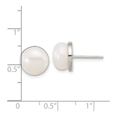 Sterling Silver Freshwater Cultured Pearl Button Stud Earrings – view 4