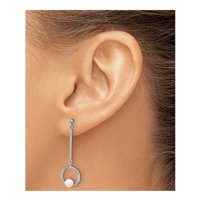 Sterling Silver Freshwater Cultured Pearl Dangle Earrings – view 3