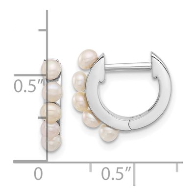 Sterling Silver 13mm Freshwater Cultured Pearl Huggie Hoop Earrings – view 4
