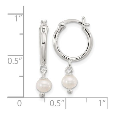 Sterling Silver 23mm Freshwater Cultured Pearl Hoop Earrings – view 4