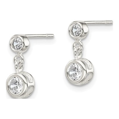 Sterling Silver CZ Bezel Dangle Earrings – view 3