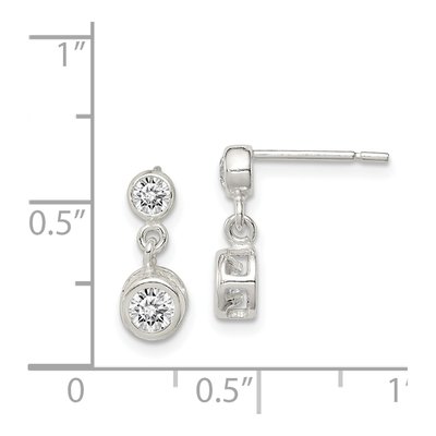 Sterling Silver CZ Bezel Dangle Earrings – view 5