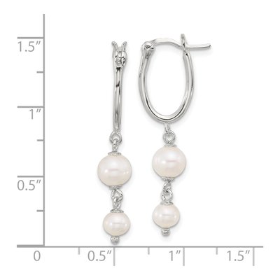 Sterling Silver 37mm Freshwater Cultured Pearl Hoop Earrings – view 4