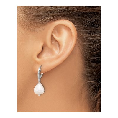 Sterling Silver Freshwater Cultured Pearl Leverback Earrings – view 3