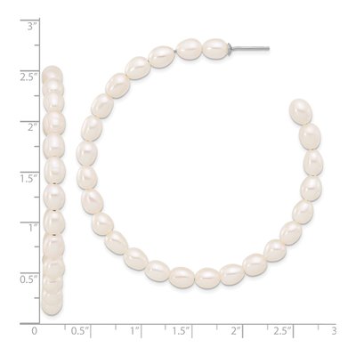 Sterling Silver 67mm Freshwater Cultured Pearl C- Hoop Earrings – view 4
