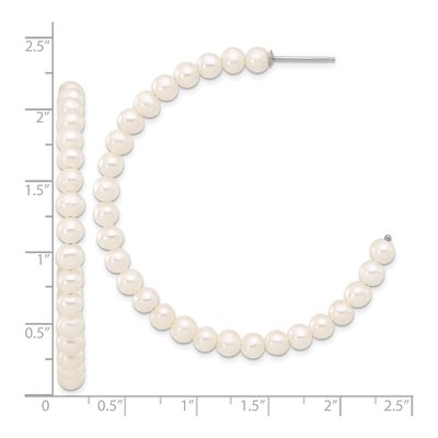 Sterling Silver 56mm Freshwater Cultured Pearl C- Hoop Earrings – view 4