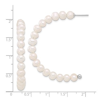 Sterling Silver 53mm Freshwater Cultured Pearl J- Hoop Earrings – view 4