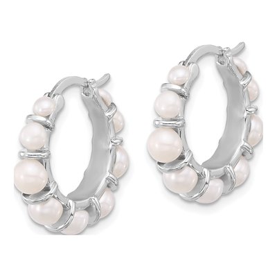 Sterling Silver 20mm Freshwater Cultured Pearl Hoop Earrings – view 2