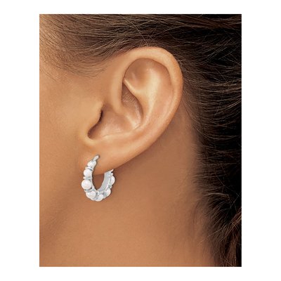 Sterling Silver 20mm Freshwater Cultured Pearl Hoop Earrings – view 3