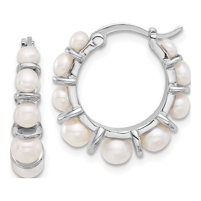 Sterling Silver 20mm Freshwater Cultured Pearl Hoop Earrings