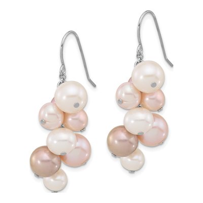 Sterling Silver Freshwater Cultured Pearl Multicolor Dangle Earrings – view 2