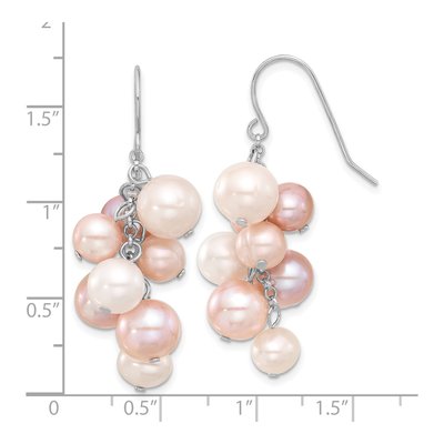 Sterling Silver Freshwater Cultured Pearl Multicolor Dangle Earrings – view 4