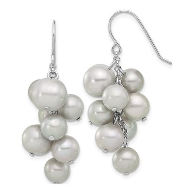 Sterling Silver Grey Freshwater Cultured Pearl Dangle Earrings