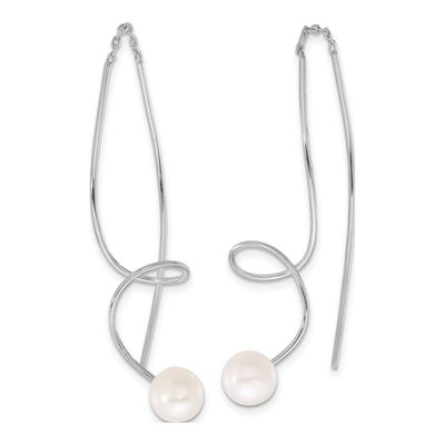 Sterling Silver Freshwater Cultured Pearl Threader Earrings – view 2