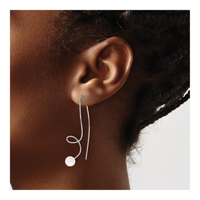 Sterling Silver Freshwater Cultured Pearl Threader Earrings – view 3