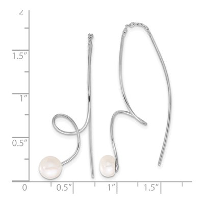 Sterling Silver Freshwater Cultured Pearl Threader Earrings – view 4
