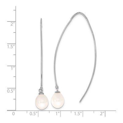 Sterling Silver Freshwater Cultured Pearl Threader Earrings – view 4