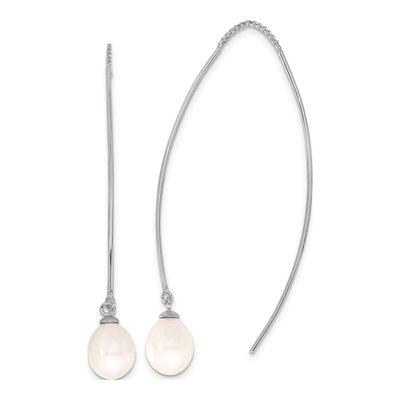 Sterling Silver Freshwater Cultured Pearl Threader Earrings