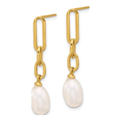 Gold-Plated Sterling Silver Simulated Pearl Dangle Earrings – view 2