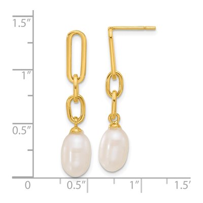 Gold-Plated Sterling Silver Simulated Pearl Dangle Earrings – view 4
