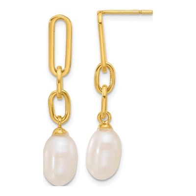 Gold-Plated Sterling Silver Simulated Pearl Dangle Earrings