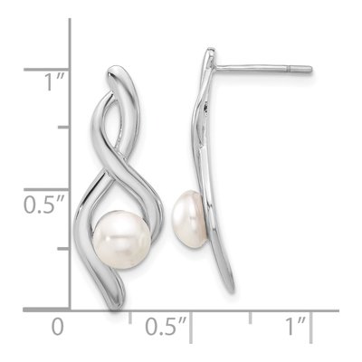 Sterling Silver Simulated Pearl Glass Twist Dangle Earrings – view 4