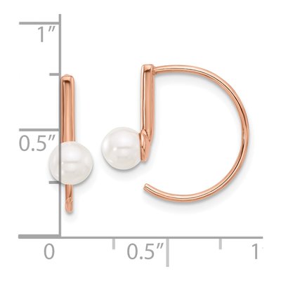 Rose Gold-Plated Sterling Silver Simulated Pearl Threader Earrings – view 4