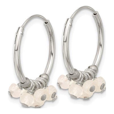 Sterling Silver 21mm Moonstone Beaded Hoop Earrings – view 3