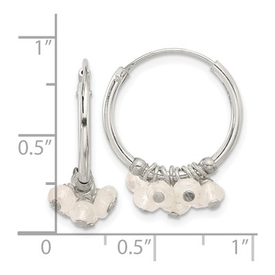 Sterling Silver 21mm Moonstone Beaded Hoop Earrings – view 5