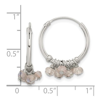 Sterling Silver 21mm Labradorite Beaded Hoop Earrings – view 5