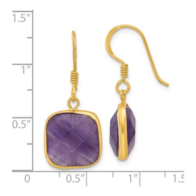 Gold-Plated Sterling Silver Amethyst Cushion Dangle Earrings – view 5