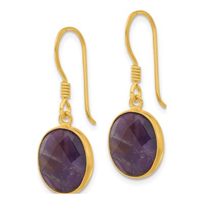 Gold-Plated Sterling Silver Amethyst Dangle Earrings – view 3