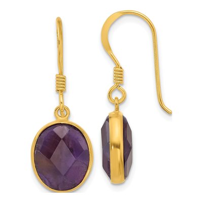 Gold-Plated Sterling Silver Amethyst Dangle Earrings