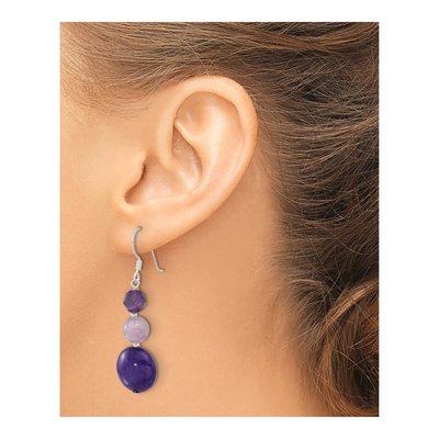 Sterling Silver Amethyst Dangle Earrings – view 4